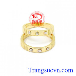 Nhẫn cưới vàng nhập khẩu từ Korea xinh xắn, hiện đại