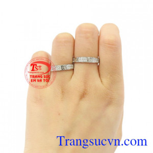 Nhẫn cưới vàng trắng vàng 10k, giao hàng toàn quốc