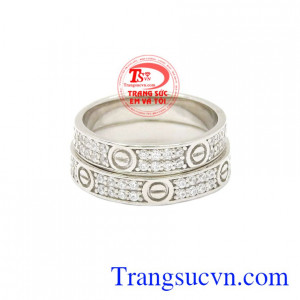 Nhẫn cưới vàng trắng nhập khẩu Korea đẹp