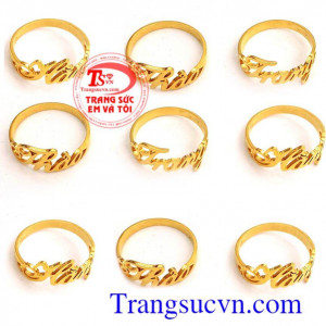 Thiết kế và cung cấp Nhẫn chữ theo tên bằng vàng tây đặt theo tên của bạn là món quà ý nghĩa tặng người thân yêu quý của mình. làm trên chất liệu vàng: 10k 12k 14k 18k đảm bảo chất lượng và Uy tín, giao toàn quốc.