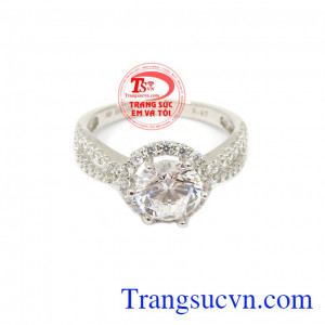 Nhẫn vàng trắng quý phái vàng 10k, bảo hành 6 tháng, giao hàng nhanh trên toàn quốc