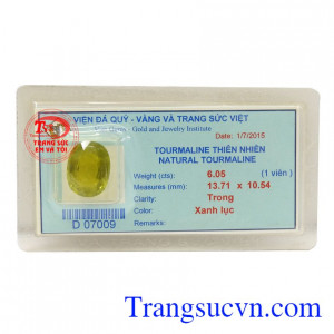 Tourmaline Lục vàng màu sắc đẹp, chất lượng ngọc đảm bảo,