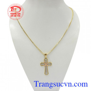 Bộ dây chuyền thánh giá bình an kết hợp độc đáo, sáng tạo giữa dây chuyền Italy và mặt dây chế tác 3D bền đẹp, chất lượng