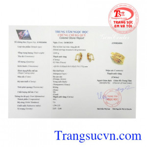 Hoa tai nữ thạch anh vàng đẹp