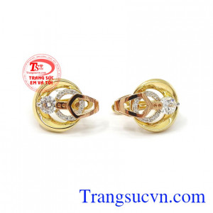Hoa tai nữ vàng đẳng cấp thời trang vàng 18k nchế tác theo công nghệ 3D hàn Quốc bền đẹp, chất lượng