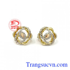 Hoa tai nữ vàng xinh xắn 18k bền đẹp, chất lượng, chế tác theo công nghệ 3D tiên tiến nhất của Hàn Quốc