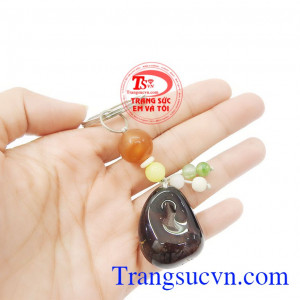 Móc khóa mã não tài lộc