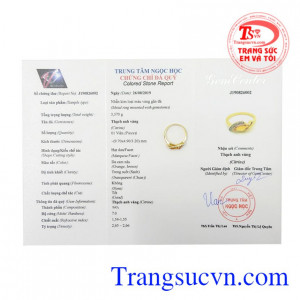 Nhẫn nữ thạch anh vàng thiên nhiên