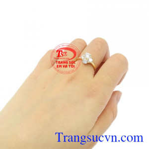 Nhẫn nữ vàng ấn tượng Korea vàng 18k tinh tế, bảo hành 12 tháng.
