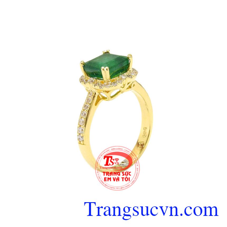 Nhẫn nữ vàng Emerald thiên nhiên