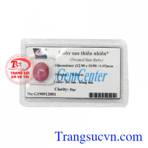 Đá Ruby sao ép vỉ thiên nhiên chất lượng, có giấy kiểm định đá quý uy tín.
