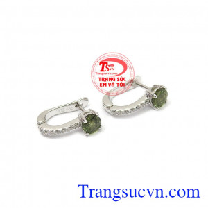 Hoa tai vàng tây bọc đá quý Saphire, thiết kế tinh tế sang trọng