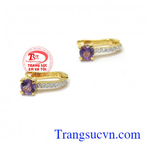 Hoa tai thạch anh tím quý phái 14k, chất lượng uy tín, giao hàng nhanh trên toàn quốc