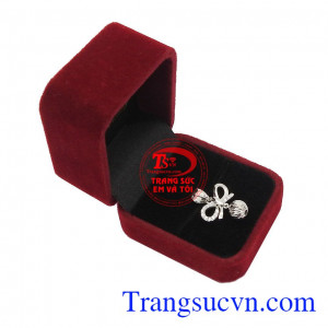 Mặt dây nơ vàng trắng