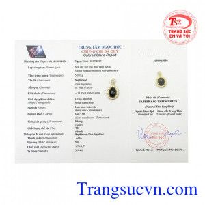 Đá saphir sao thiên nhiên hợp phong thủy. Mặt dây saphir sao quý phái