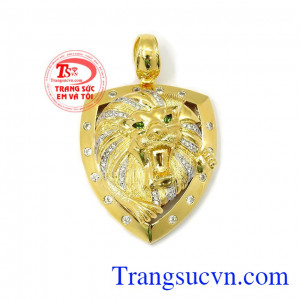 Mặt dây sư tử dũng mãnh được chế tác từ vàng tây 18k chất lượng,Mặt dây sư tử dũng mãnh