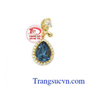 Mặt dây topaz thiên nhiên được chế tác cùng vàng tây 14k bền đẹp,Mặt dây topaz thiên nhiên