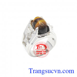 Nhẫn bạc nam đá mắt hổ là sản phẩm nhẫn nam đẹp được thiết kế hợp thời trang