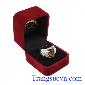 Nhẫn bạc nam đá mắt hổ