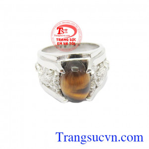 Nhẫn bạc nam đá mắt hổ chất lượng uy tín, đá mắt hổ thiên nhiên