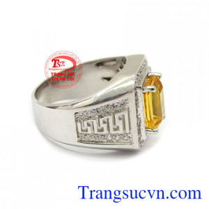 Nhẫn bạc nam thạch anh vàng cá tính đẳng cấp phái mạnh
