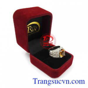 Nhẫn bạc thạch anh vàng đẳng cấp uy tín, chất lượng, chế tác theo yêu cầu