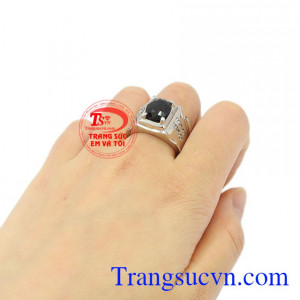 Nhẫn nam bạc Sapphire đẹp