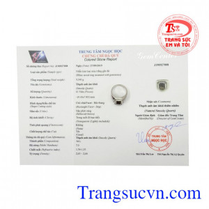 Nhẫn nam bạc thạch anh ám khói