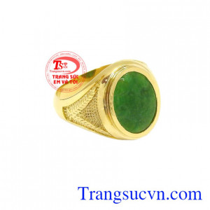 Nhẫn nam ngón út ngọc cẩm thạch có giấy kiểm định đá quý uy tín.