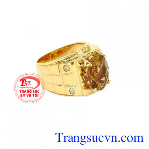 Nhẫn nam vàng Citrine chất lượng mạnh mẽ.