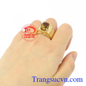 Nhẫn nam vàng Citrine chất lượng
