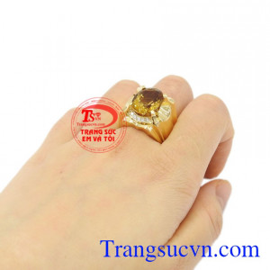 Nhẫn nam vàng Citrine đẹp