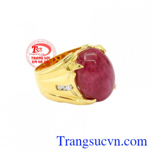 Nhẫn nam vàng Ruby thiên nhiên 18k có giấy kiểm định, bảo hành uy tín, thanh toán an toàn.