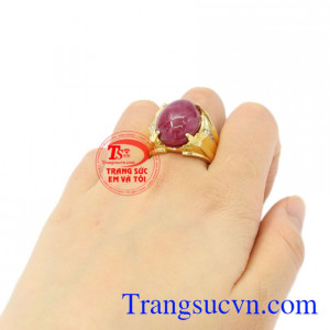 Nhẫn nam vàng Ruby thiên nhiên