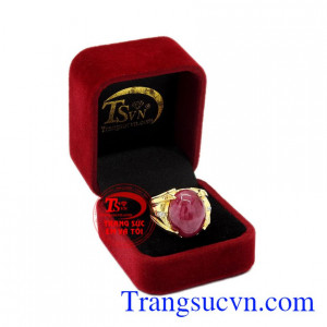 Nhẫn nam vàng Ruby thiên nhiên