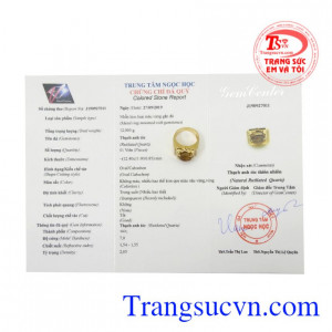 Nhẫn nam vàng thạch anh tóc đẹp