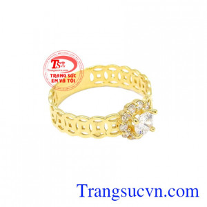 Nhẫn nữ kim tiền xinh xắn bảo hành uy tín. 
