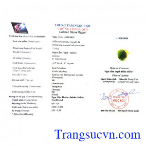 Giấy kiểm định từ trung tâm ngọc học