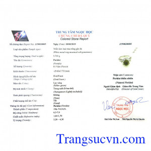 Giấy kiểm định từ trung tâm ngọc học