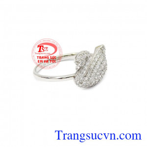 Nhẫn nữ thiên nga vàng trắng vàng 10k chất lượng uy tín, bảo hành 6 tháng, giao hàng nhanh trên toàn quốc