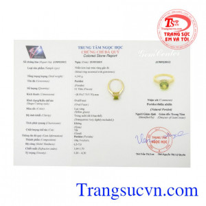 Nhẫn nữ vàng Peridot thiên nhiên