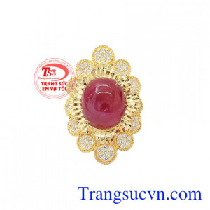 Nhẫn nữ vàng Ruby sao độc đáo được thiết kế tỉ mỉ, độc đáo, bắt mắt từ vàng 18k.