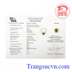 Nhẫn saphir sao quý phái bảo hành uy tín, giao hàng toàn quốc. 