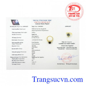 Sản phẩm giúp người dùng đưa ra quyết định đúng đắn, mang lại may mắn và thành công. Nhẫn saphir sao quý tộc.