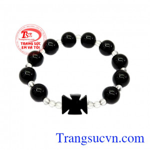 Chuỗi tay mân côi mã não đenđeo tay đẹp, may mắn, thành công, hạnh phúc,Chuỗi tay mân côi mã não đen