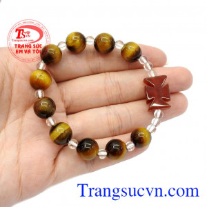 Chuỗi tay mân côi nhỏ gọn, thích hợp làm quà tặng cho những người mệnh Kim và Thổ,Chuỗi tay mân côi mắt hổ bình an