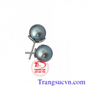 Đôi hoa tai vàng tây gắn ngọc trai nuôi thiên nhiên