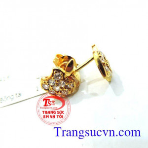 Hoa tai vàng tây dành cho nữ kiểu tinh tế,đeo hoa tai hợp thời trang