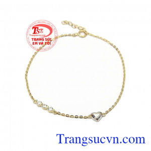 Lắc tay nữ vàng trái tim nhập khẩu nguyên chiếc Korea, bền đẹp chất lượng,Lắc tay nữ vàng trái tim