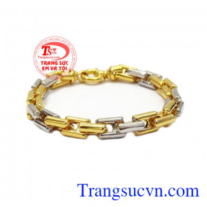 Lắc tay vàng nam mạnh mẽ được chế tác từ vàng 10k sáng bóng, bền đẹp,Lắc tay vàng nam mạnh mẽ